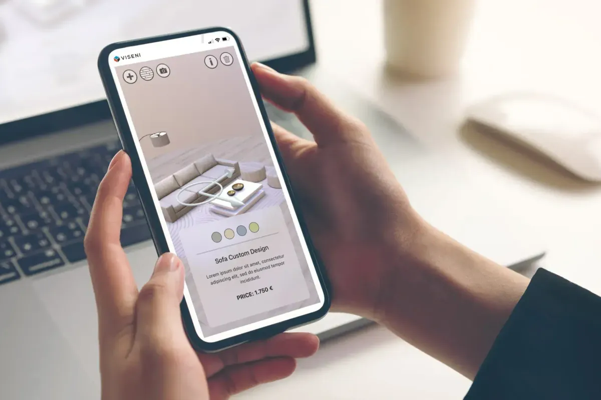 Mobile app with a 3D interior view