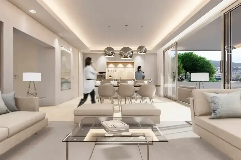 La Resina: salón comedor luminoso con ventanal