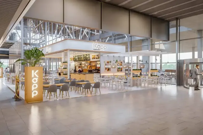 Cafetería Kopp en vestíbulo de terminal