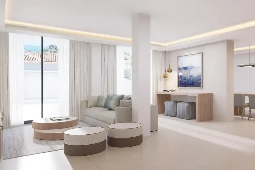Salón luminoso de estilo contemporáneo