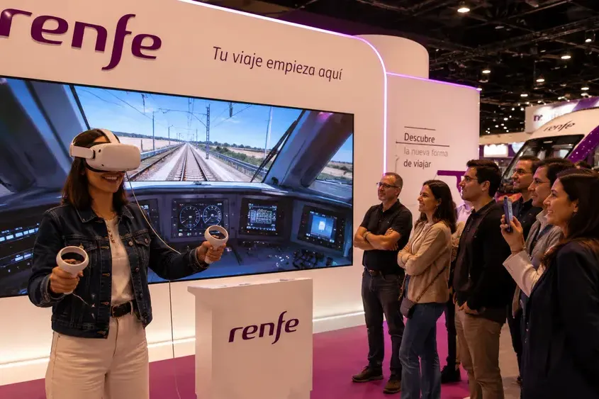 Experiencia de realidad virtual en el stand de Renfe