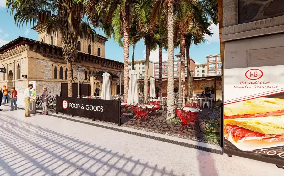 Toledo station: Food & Goods proposal beside the historic façade