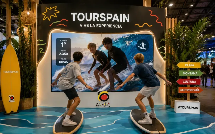 Interactive surf experience on the Turespaña stand