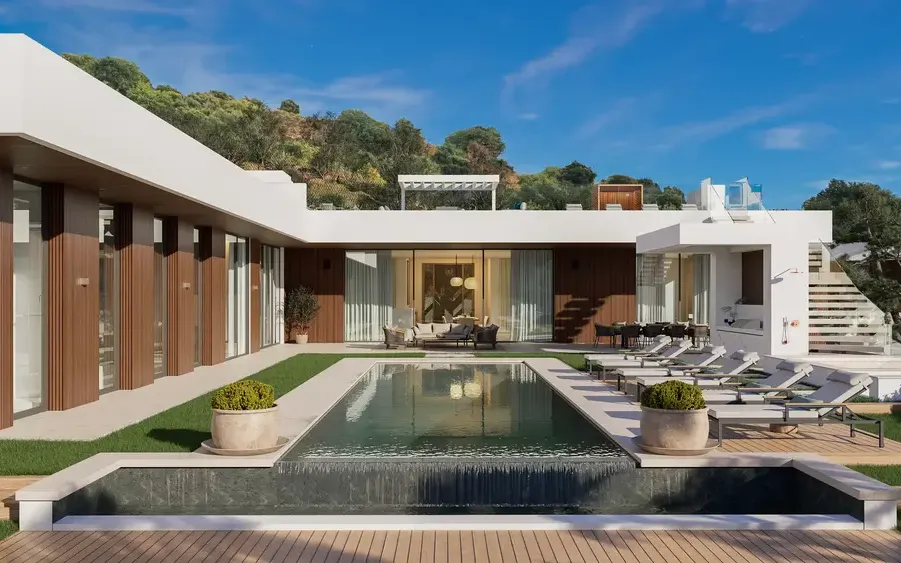 The House: single-storey contemporary villa with a linear pool