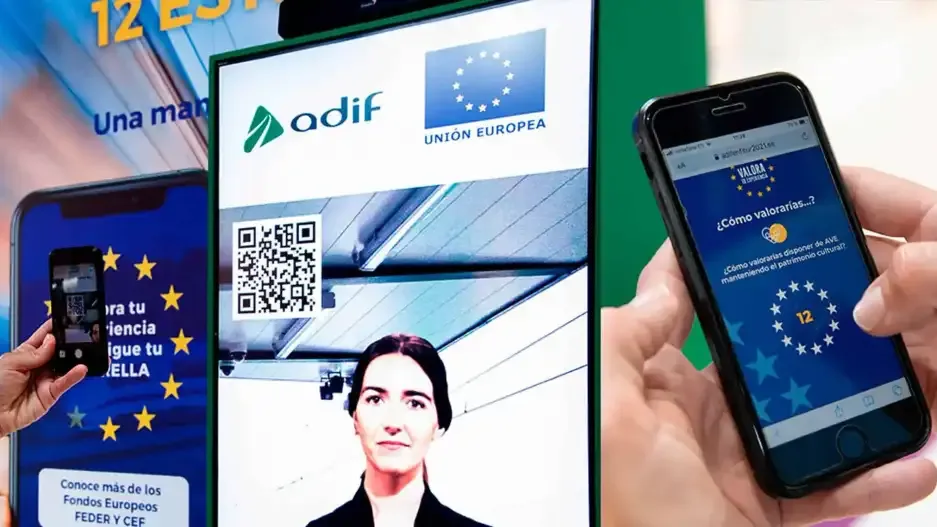 ADIF and EU funds: screen with QR code and mobile voting