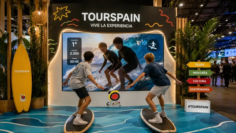 Interactive surf experience on the Turespaña stand