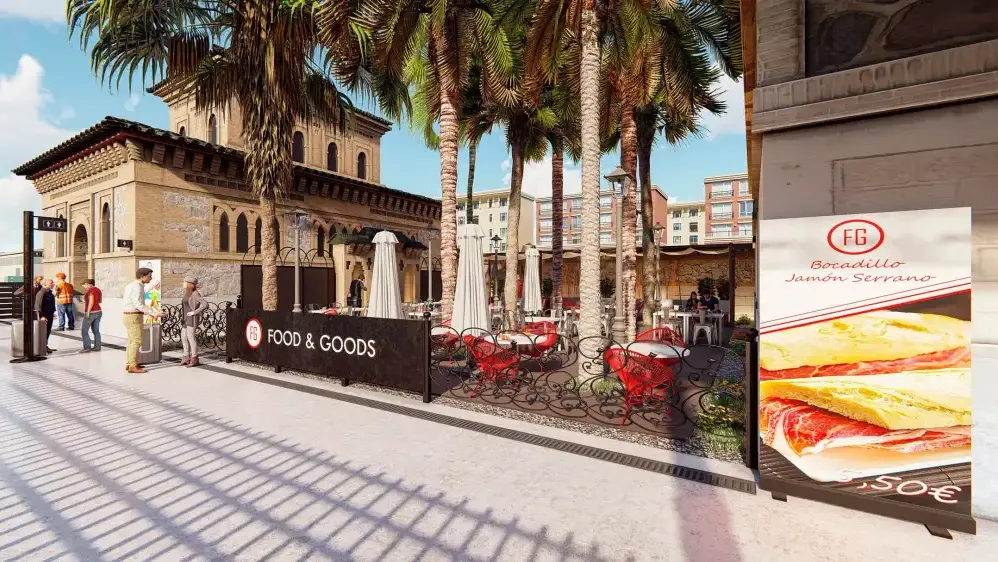 Estación de Toledo: propuesta de restauración Food & Goods junto a la fachada histórica