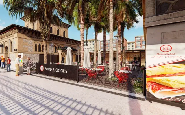 Toledo station: Food & Goods proposal beside the historic façade