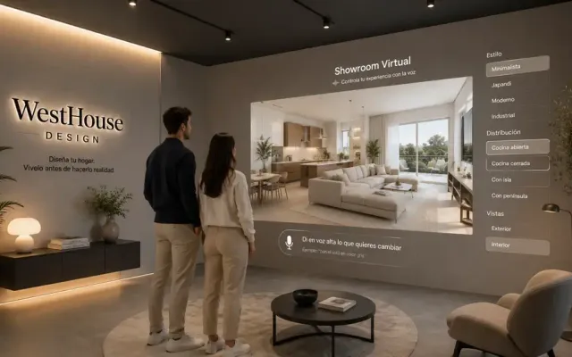 Showroom virtual con presentación interactiva de vivienda