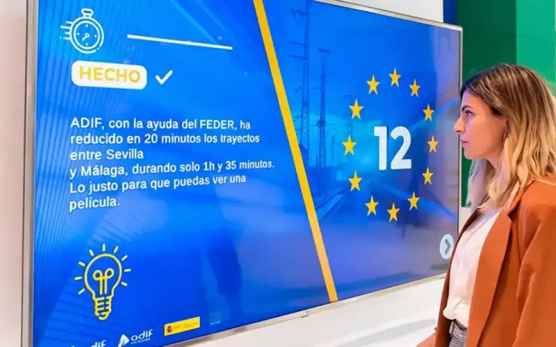ADIF y fondos europeos: pantalla informativa sobre el FEDER