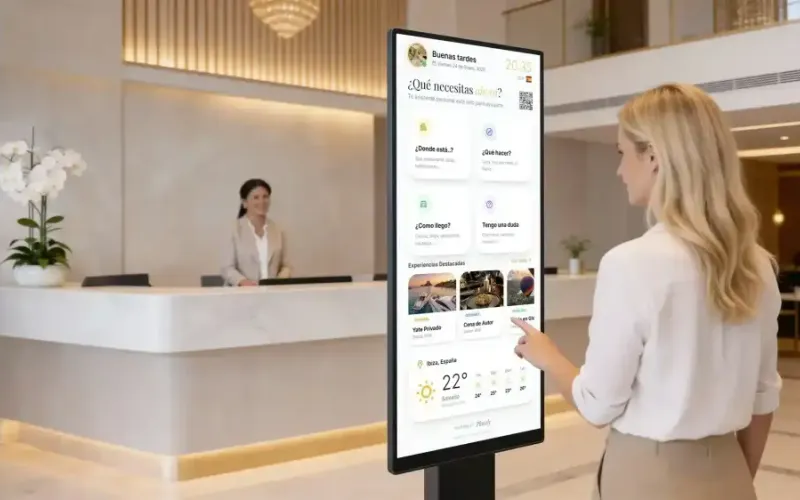 Hotel web app on a reception touch kiosk