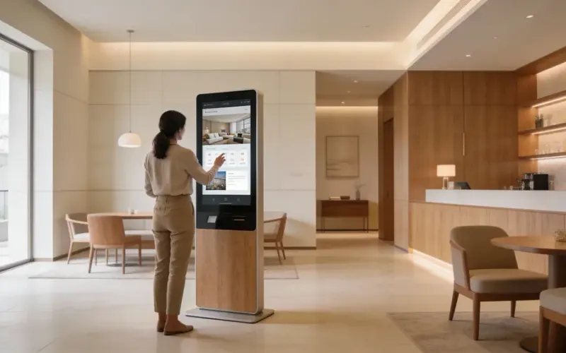 Placely: touch kiosk with an AI assistant in a hotel reception