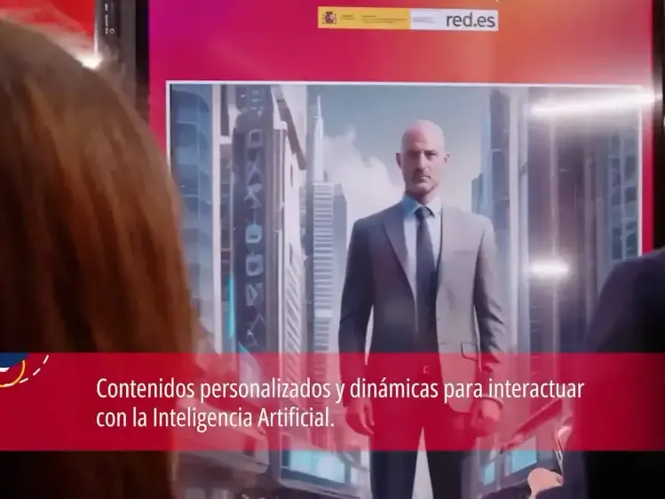 Red.es TransformIA: visitor transformed by AI into a futuristic setting