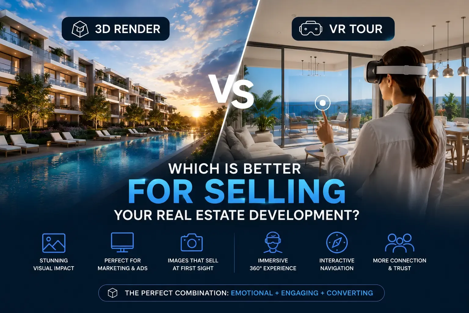 3D Render vs VR Tour for real estate developers