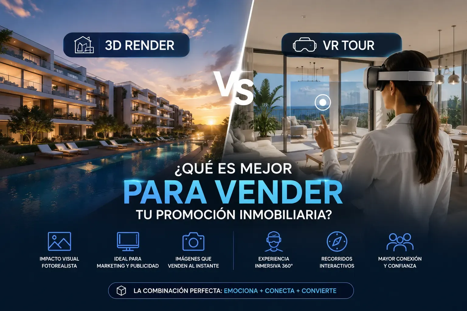 Render 3D vs Tour VR para promotoras inmobiliarias